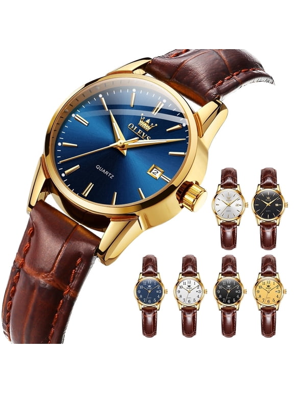 Classic Leather Watches for Women, Business Dress Roman Arabic Numerals Ladies Watches, Waterproof Analog Quartz Womens Wrist Watches Brown Leather Strap Relojes para Mujer
