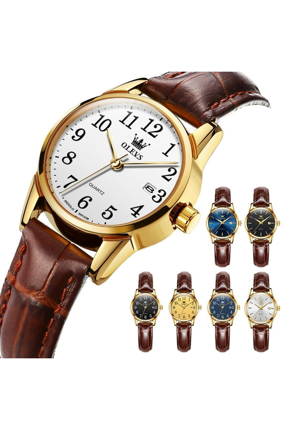 Classic Leather Watches for Women, Business Dress Roman Arabic Numerals Ladies Watches, Waterproof Analog Quartz Womens Wrist Watches Brown Leather Strap Relojes para Mujer
