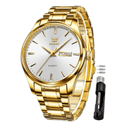 OLEVS Classic Men Watches with Date,Stainless Steel Man Watch with Date, Bussiness Watches for Men,Luminous Quartz Mens Watches Black/White/Blue, Waterproof Male Reloj para Hombre