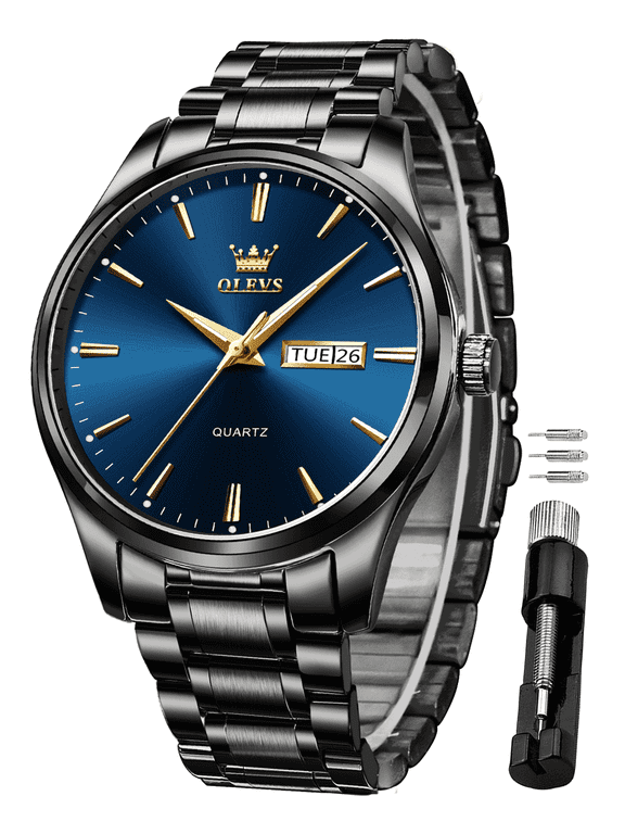 Classic Men Watches with Date,Stainless Steel Man Watch with Date, Bussiness Watches for Men,Luminous Quartz Mens Watches, Waterproof Male Reloj para Hombre