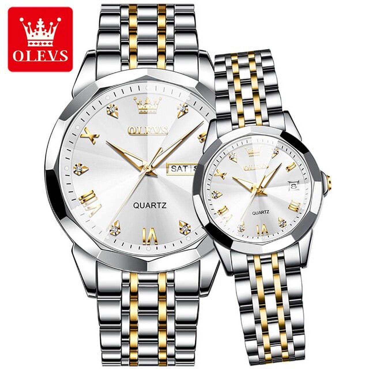 OLEVS Couple Watch Set for His Hers Quartz Wristwatch Men Women