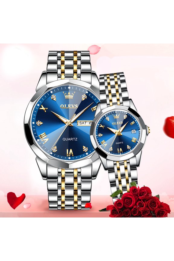 Couple Watch Valentines Couple Matching Watches His and Her Couple Set Wrist Watch Men and Women Lovers Wedding Waterproof Romantic Gifts Set of 2
