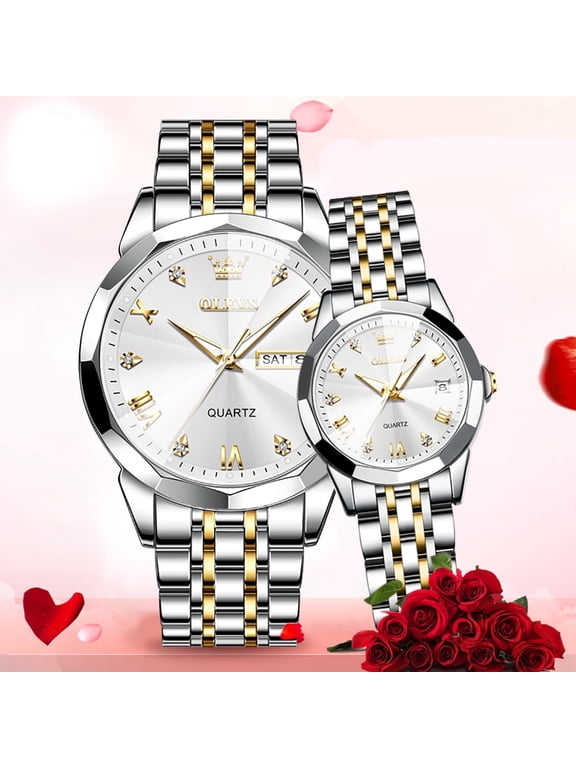 Couple Watch Valentines Couple Matching Watches His and Her Couple Set Wrist Watch Men and Women Lovers Wedding Waterproof Romantic Gifts Set of 2