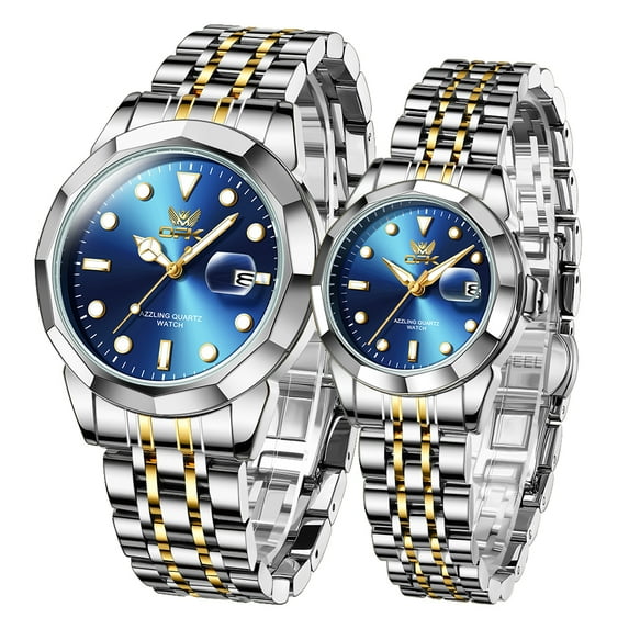 OLEVS Couple Watch Valentines Couple Matching Watches His and Her Couple Set Wrist Watch Men and Women Lovers Wedding Waterproof Romantic Gifts Set of 2
