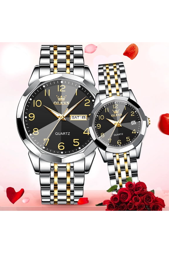 Couple Watch Valentines Couple Matching Watches His and Her Couple Set Wrist Watch Men and Women Lovers Wedding Waterproof Romantic Gifts Set of 2