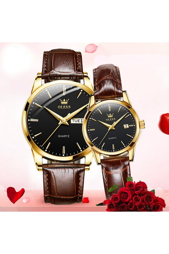Couple Watch Valentines Couple Matching Watches His and Her Couple Set Wrist Watch Men and Women Lovers Wedding Waterproof Romantic Gifts Set of 2