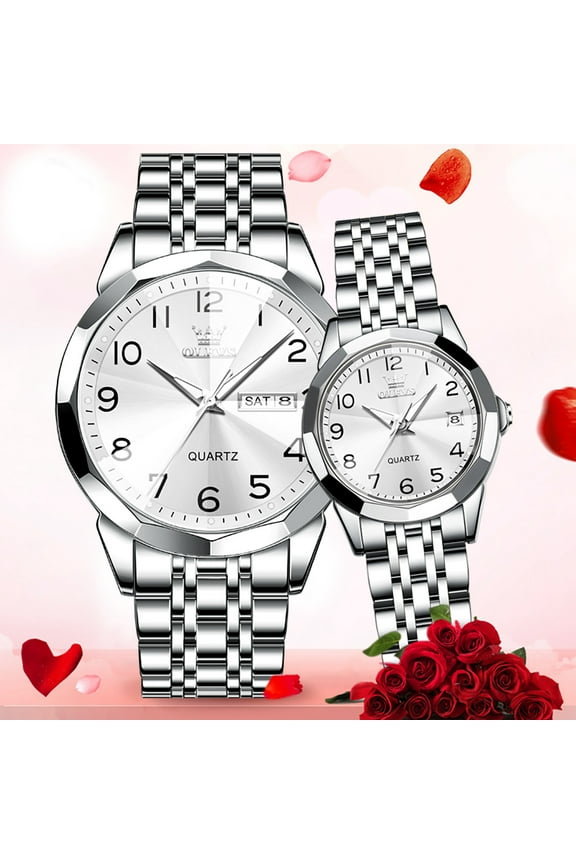 Couple Watch Valentines Couple Matching Watches His and Her Couple Set Wrist Watch Men and Women Lovers Wedding Waterproof Romantic Gifts Set of 2