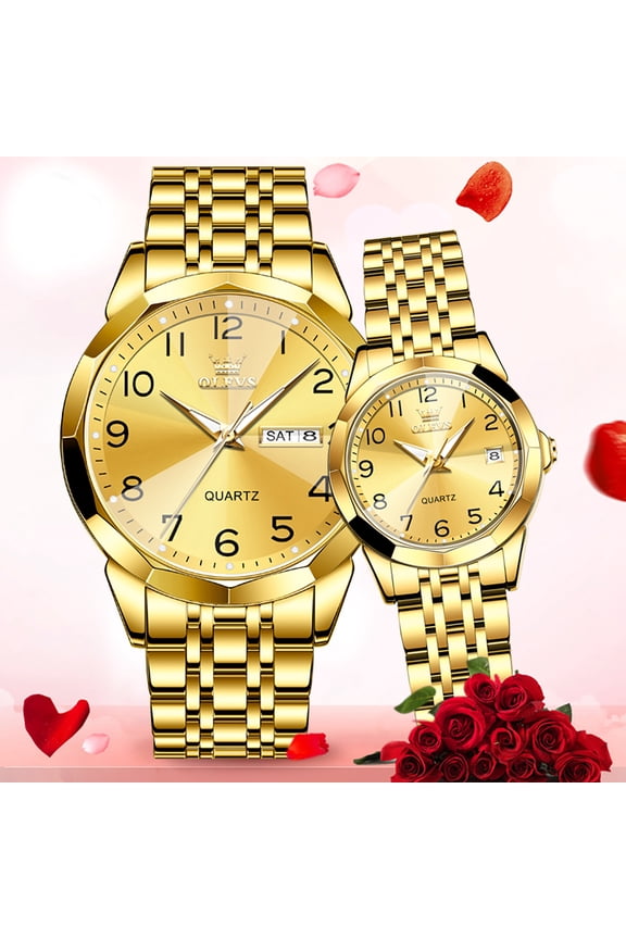 Couple Watch Valentines Couple Matching Watches His and Her Couple Set Wrist Watch Men and Women Lovers Wedding Waterproof Romantic Gifts Set of 2