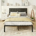 thumbnail image 1 of OLEVS Full Size Bed Frame with Upholstered Headboard, LED Lights, USB Ports, Power Outlet, No Box Spring Needed, 1 of 7