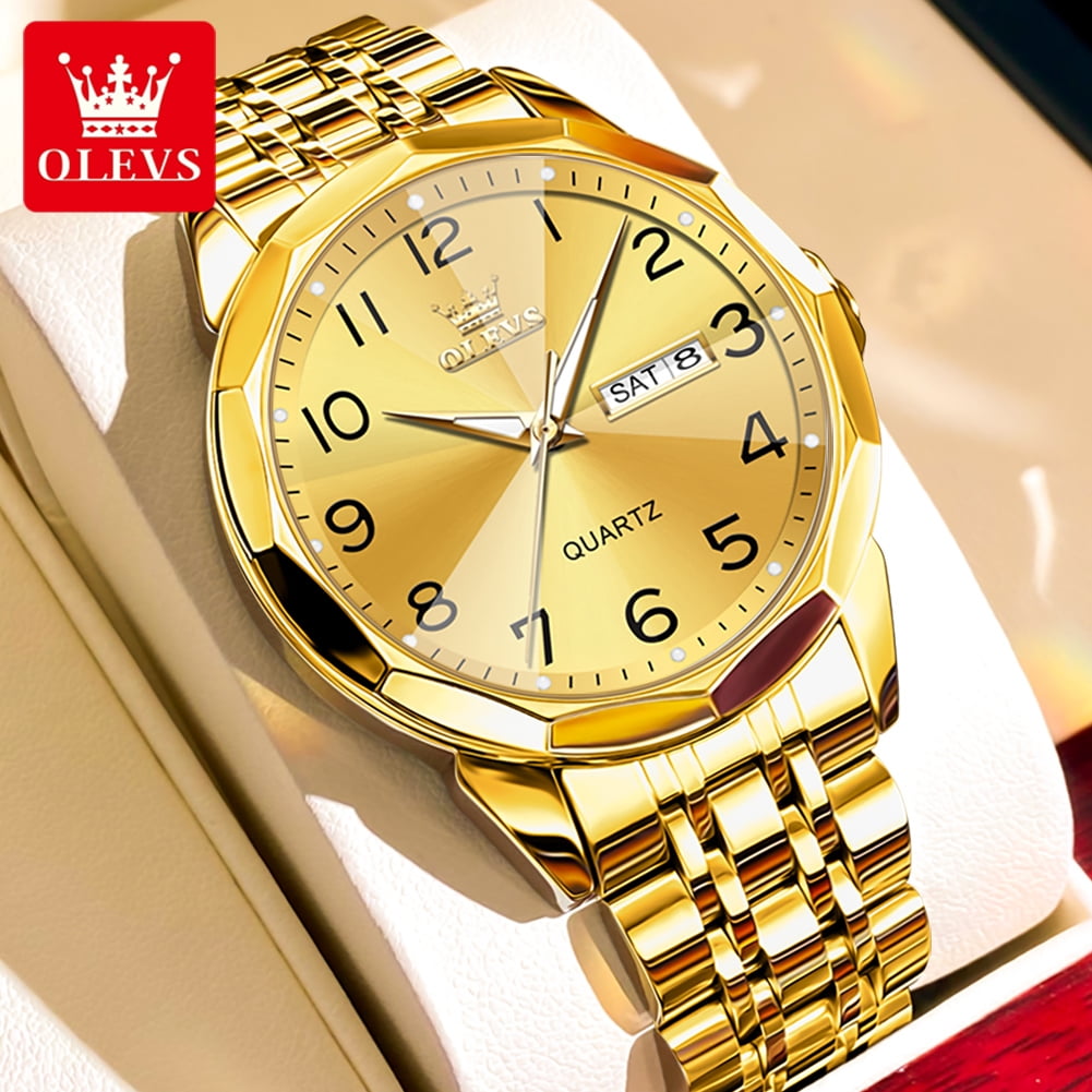 OLEVS Gold Watches For Men Men Gold Stainless Steel Watch Classic ...
