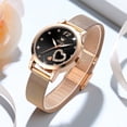 thumbnail image 1 of OLEVS Ladies Watches Rose Gold-Plated Mesh Strap Fashion Dress Japanese Quartz Waterproof Luminous Female Watches for Women Black Dial, 1 of 13