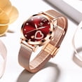 thumbnail image 1 of OLEVS Ladies Watches Rose Gold-Plated Mesh Strap Fashion Dress Japanese Quartz Waterproof Luminous Female Watches for Women Red Dial, 1 of 13
