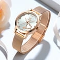 thumbnail image 1 of OLEVS Ladies Watches Rose Gold Mesh Strap Fashion Dress Japanese Quartz Waterproof Luminous Female Watches for Women White Dial, 1 of 13