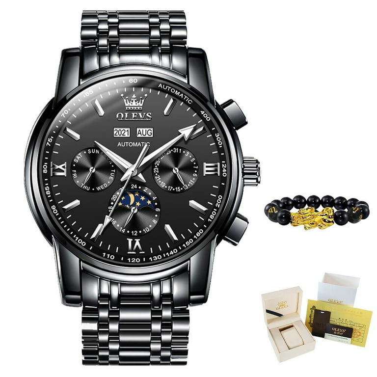 OLEVS Luxury Automatic Mechanical Watch Man 47MM Dial Wristwatch Deep Waterproof Stainless Steel Watchstrap Male Wristwatch
