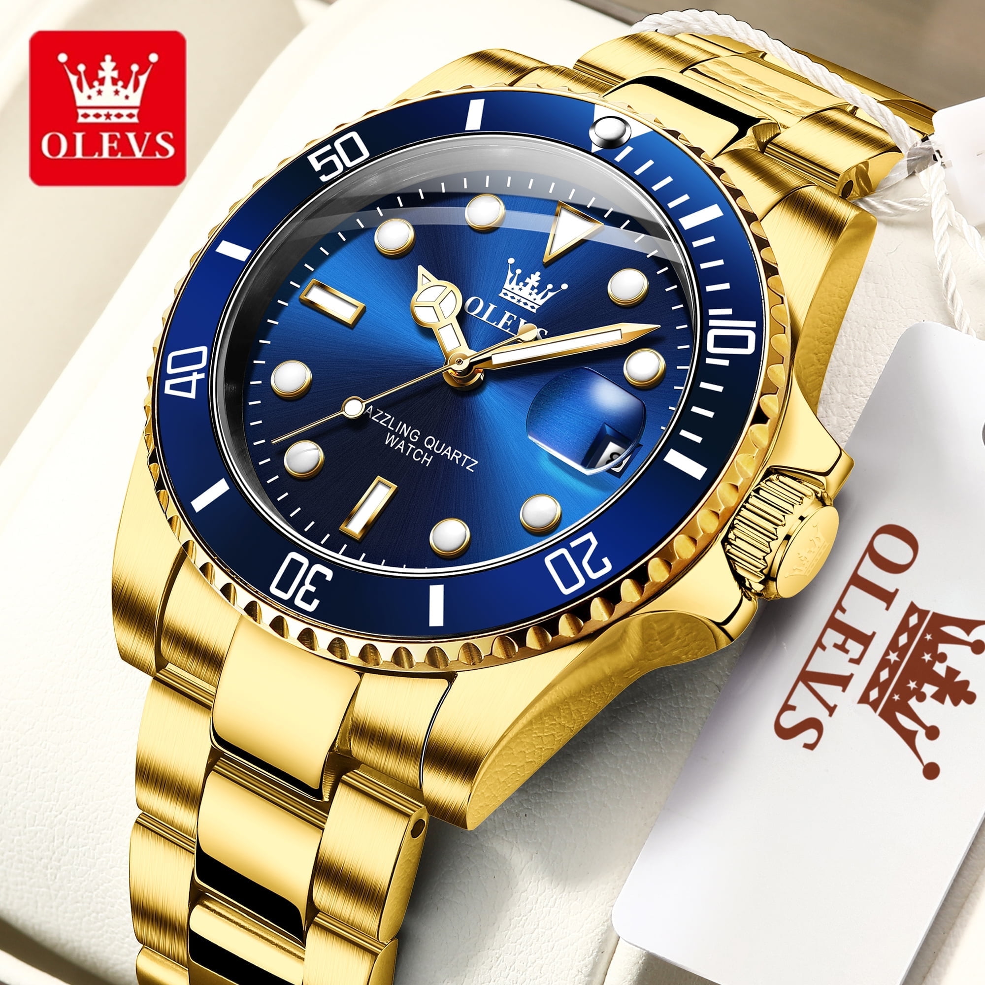 OLEVS Mens Watch Waterproof Luminous Date Watches Stainless Steel Business Casual Male Wristwatch