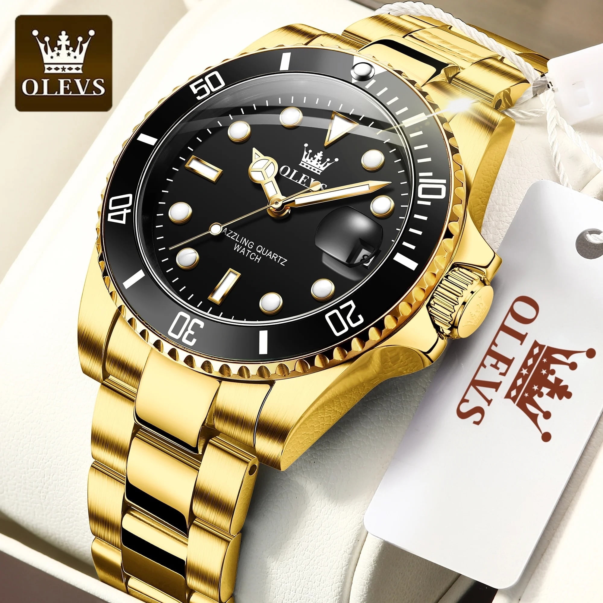 OLEVS Mens Watch Waterproof Luminous Date Watches Stainless Steel Business Casual Male Wristwatch
