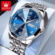 OLEVS Watches for Men Business Dress Analog Quartz Two Tone Gold Plated Stainless Steel Classic Digital Waterproof Luminous Date Casual Mens Wrist Watches Reloj Para Hombre