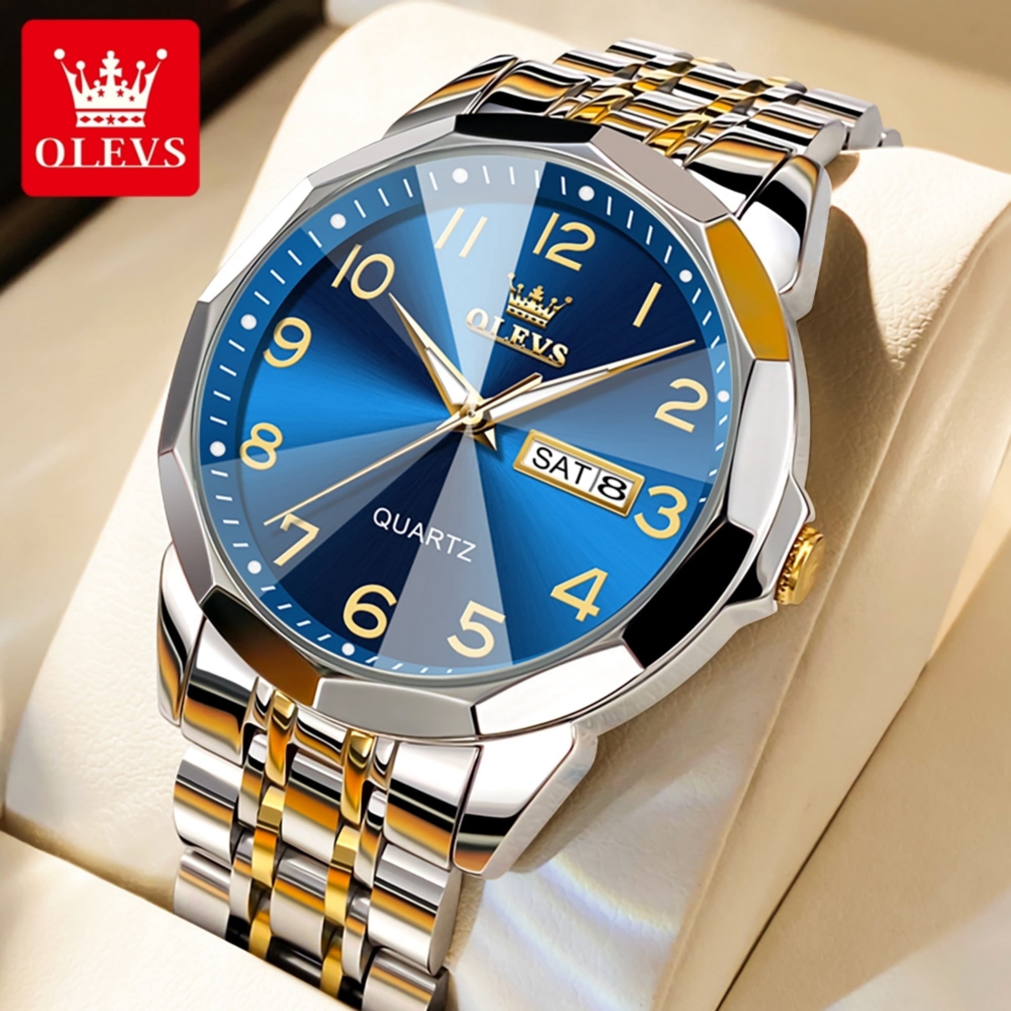 Gold, silver and blue