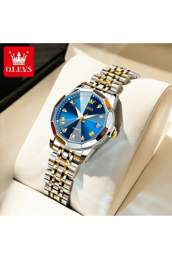 Watches for Women Luxury Casual Dress Analog Quartz Digital Date Two Tone Gold Plated Stainless Steel Waterproof Luminous Female Wrist Watch Reloj para Mujer