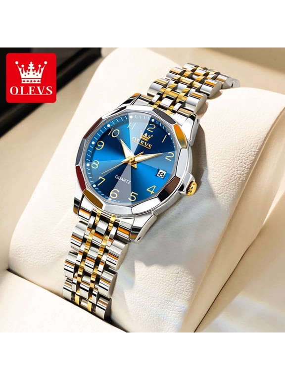 Watches for Women Luxury Casual Dress Analog Quartz Digital Date Two Tone Gold Plated Stainless Steel Waterproof Luminous Female Wrist Watch Reloj para Mujer
