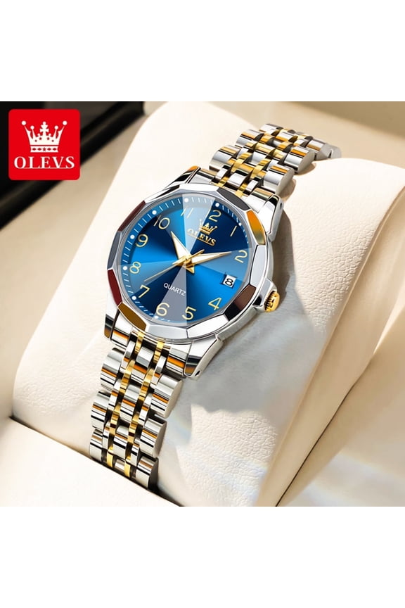 Watches for Women Luxury Casual Dress Analog Quartz Digital Date Two Tone Gold Plated Stainless Steel Waterproof Luminous Female Wrist Watch Reloj para Mujer