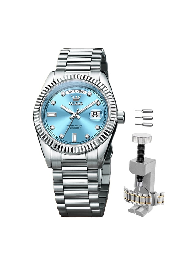 Mechanical Watches for Men Automatic Self Winding Classic Dress Multi Calendar Stainless Steel Big Face Two Tone Watches Easy Read Luminous Mens Wrist Watches