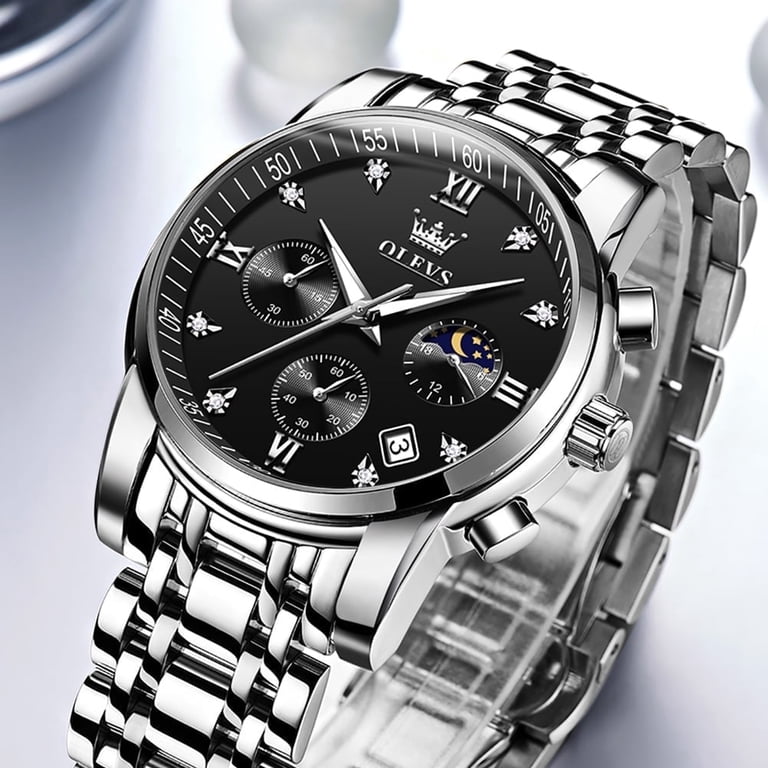 Stainless Steel Chronograph Casual Wrist Watch OLEVS Watches for Men Luxury Dress Casual Analog Quartz Gold  main image 4