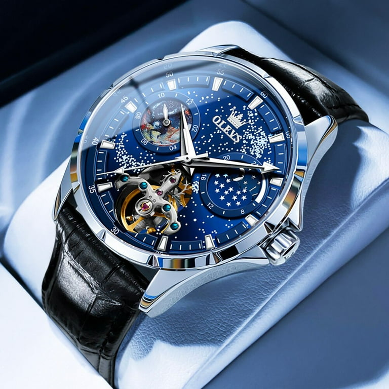 OLEVS Men s Watches Tourbillon Style Original Automatic Mechanical Watch for Man Waterproof Luminous Moon Phase Fashion Dress