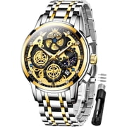 OLEVS Mens Watch Chronograph Luxury Diamond Dress Business Analog Quartz Wrist Watches Stainless Steel Waterproof Luminous Moon Phase