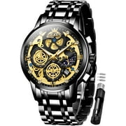OLEVS Mens Watch Chronograph Luxury Diamond Dress Business Analog Quartz Wrist Watches Stainless Steel Waterproof Luminous Moon Phase
