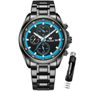 OLEVS Mens Watches,Big Dial Watches for Men Chronograph Stainless Steel Watch with Day Waterproof Analog Quartz Watches for Man Classic Business Wristwatch Luxury Luminous Reloj para Hombre