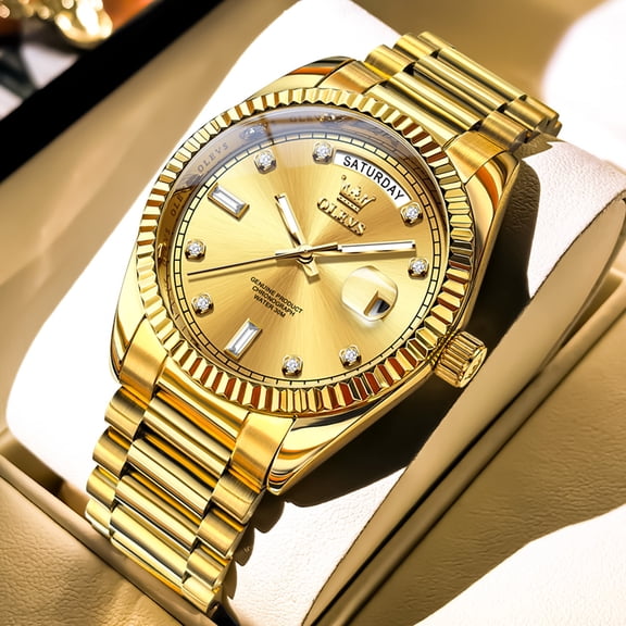 OLEVS Mens Watches,Big Dial Watches for Men Chronograph Stainless Steel Watch with Day Waterproof Analog Quartz Watches