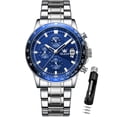 thumbnail image 1 of OLEVS Mens Watches,Big Dial Watches for Men Chronograph Stainless Steel Watch with Day Waterproof Analog Quartz Watches for Man Classic Business Wristwatch Luxury Luminous Reloj para Hombre Blue Dial, 1 of 12