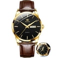 OLEVS Men's Minimalist Dress Watch - Leather Band, Waterproof, Date Function (Multiple Dials)