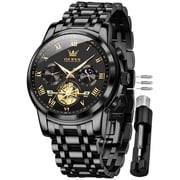Mens Watches Chronograph Business Dress Quartz Stainless Steel Waterproof Luminous Date Wrist Watch For Men Black Dial