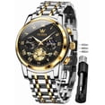 thumbnail image 1 of OLEVS Mens Watches Chronograph Business Dress Quartz Stainless Steel Waterproof Luminous Date Wrist Watch For Men Black Dial, 1 of 11