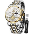 thumbnail image 1 of OLEVS Mens Watches Chronograph Business Dress Quartz Stainless Steel Waterproof Luminous Date Wrist Watch For Men White Dial, 1 of 12