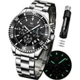 thumbnail image 1 of OLEVS Mens Watches Chronograph Luxury Dress Moon Phase Quartz Stainless Steel Waterproof Luminous Business Calendar Wrist Watch Black Dial, 1 of 13