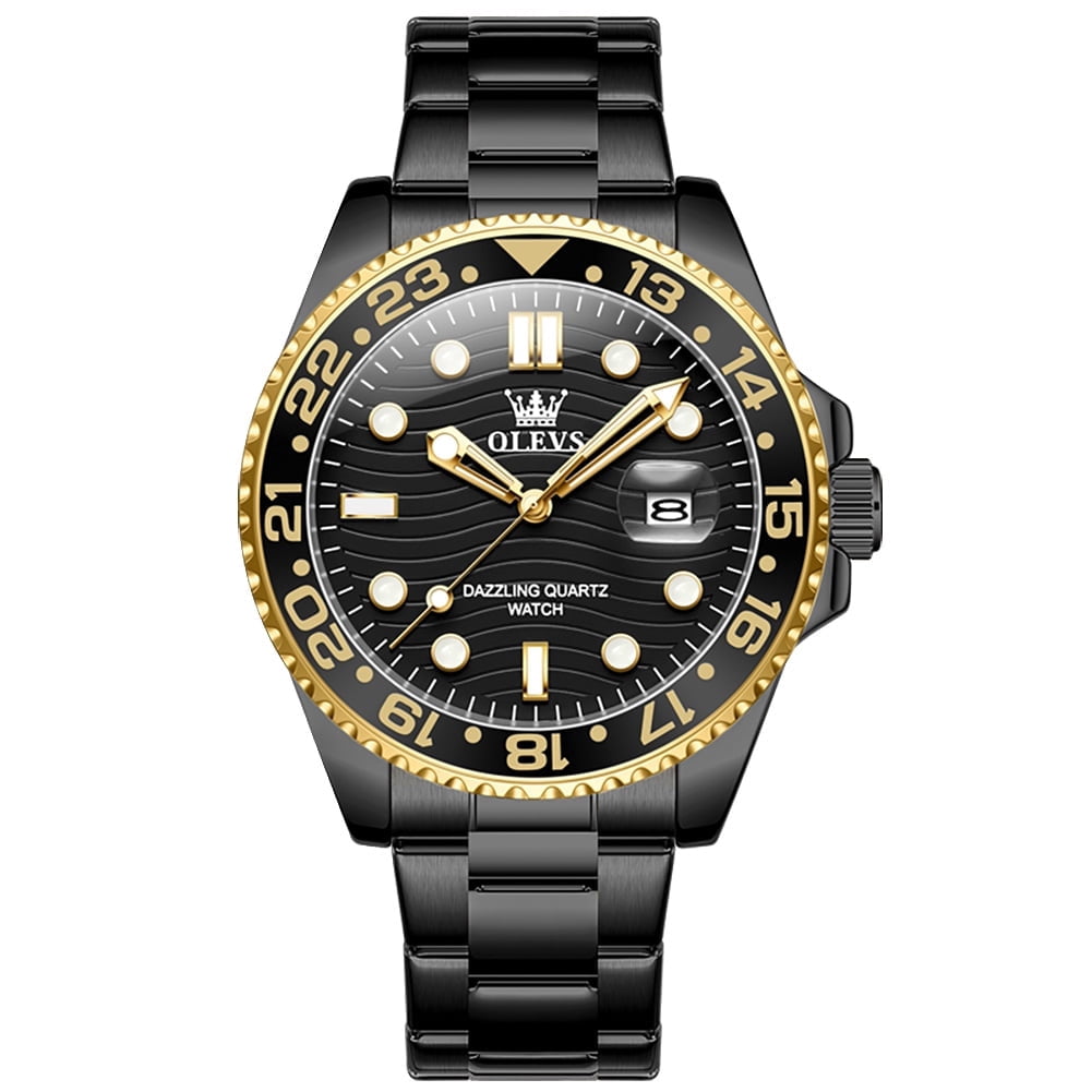 OLEVS Mens Watches, Silver Dress Gold Classic Luxury Big Large Face Waterproof Watches for Men, Analog Two Tone Stainless Steel Men Wrist Watch with Date Relojes De Hombre , Green/Blue/Black Dial