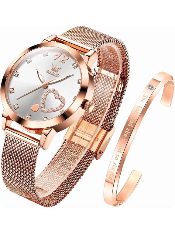 Watches for Women Fashion Dress Elegant Luxury Womens Watches Japanese Analog Quartz Diamond Waterproof Luminous Ladies Watches Bracelet Gifts Set Reloj para Mujer