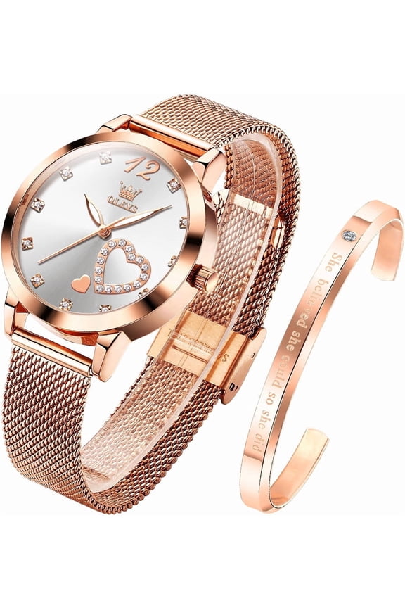 Watches for Women Fashion Dress Elegant Luxury Womens Watches Japanese Analog Quartz Diamond Waterproof Luminous Ladies Watches Bracelet Gifts Set Reloj para Mujer