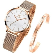 OLEVS Rose Gold Watches for Women Fashion Dress Elegant Luxury Womens Watches Japanese Analog Quartz Diamond Waterproof Luminous Ladies Watches Bracelet Gifts Set Reloj para Mujer