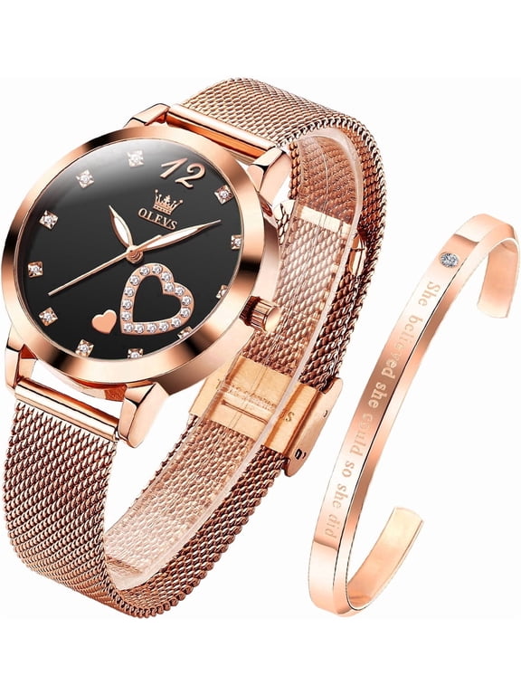 Watches for Women Fashion Dress Elegant Luxury Womens Watches Japanese Analog Quartz Waterproof Luminous Ladies Watches Bracelet Gifts Set Reloj para Mujer