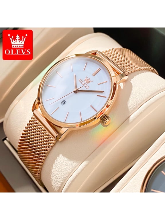 Watches for Women Fashion Casual Analog Quartz Mesh Strap Date Ultra Thin Waterproof Luminous Ladies Wrist Watches Gifts Relojes para Mujer White/Black/Blue