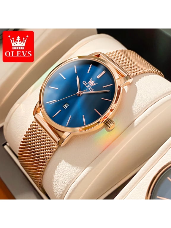 Watches for Women Fashion Casual Analog Quartz Mesh Strap Date Ultra Thin Waterproof Luminous Ladies Wrist Watches Gifts Relojes para Mujer White/Black/Blue