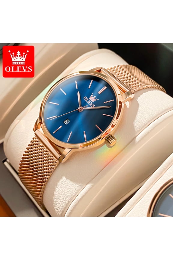 Watches for Women Fashion Casual Analog Quartz Mesh Strap Date Ultra Thin Waterproof Luminous Ladies Wrist Watches Gifts Relojes para Mujer White/Black/Blue