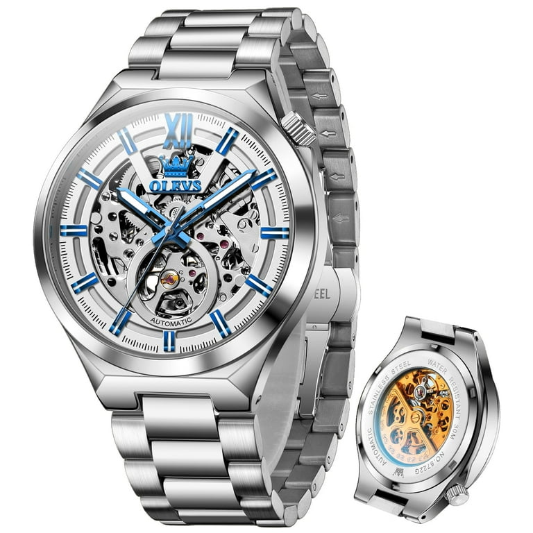 OLEVS Skeleton Watches for Men Luxury Dress Automatic Self Winding