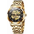 thumbnail image 1 of OLEVS Skeleton Watches for Mens Automatic Mechanical self Winding Luxury Business Dress Stainless Steel Waterproof Luminous Mens Wrist Watches Reloj Para Hombre Blue/White/Black/Plated Gold Dial, 1 of 12
