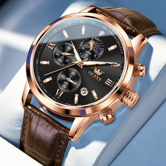 OLEVS Top Brand Men's Watches Casual Fashion Original Quartz Wristwatch for Man Leather Strap Wa Mens Watch Waterproof Mechanical Watch "Waterproof Luminous Mechanical Watch" Stainless Steel Luxury
