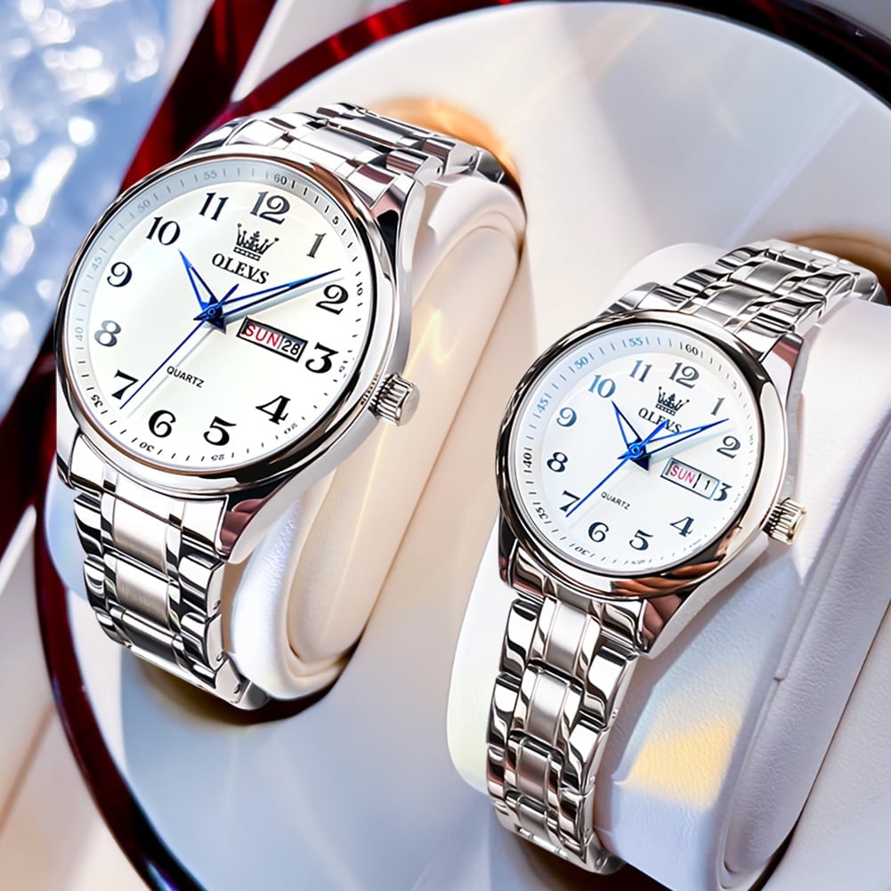 OLEVS Paar Paar Quartz Horloges Lichtgevende Kalender Datum Venster
